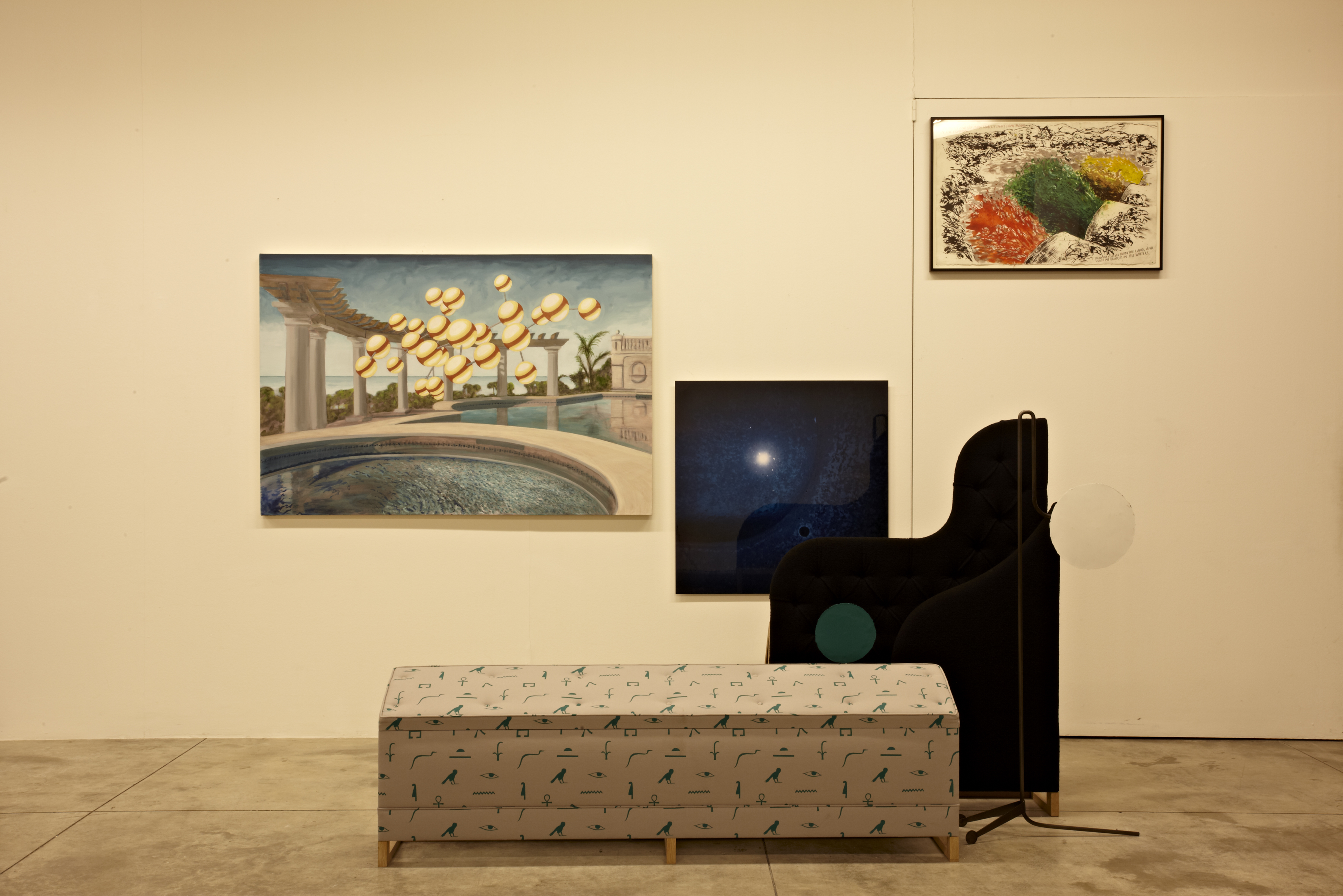 Installation View, Set Pieces, curated by Lauren Mackler & Andrew Berardini, Cardi Black Box, Milan, Italy